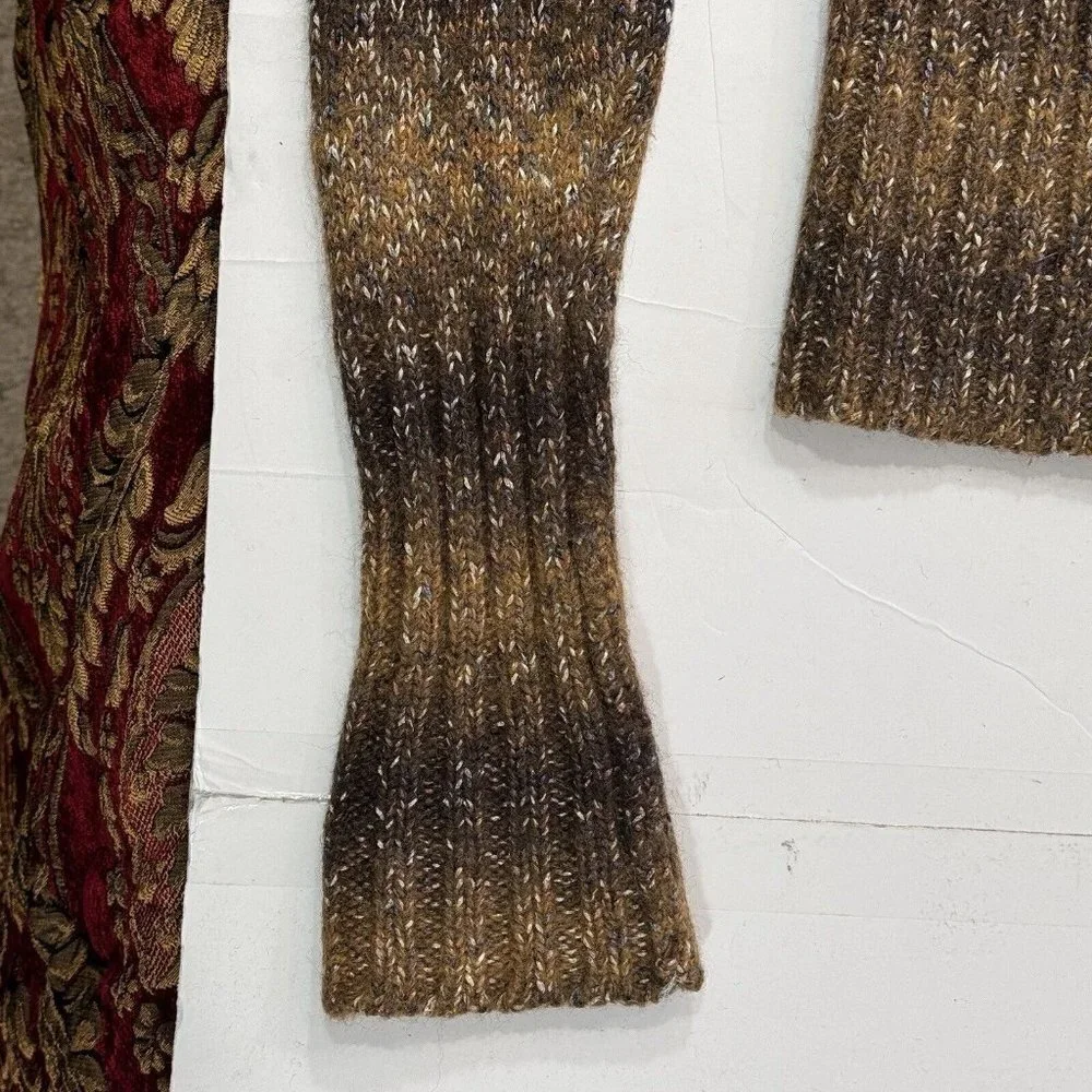 ADRIENNE VITTADINI Wool Blend Cardigan‎ Zip Up Sweater Medium Brown Multicolor
